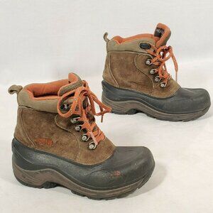 North Face Boys Sz 1 Boots Waterproof Winter Brown Orange